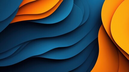 Wall Mural - Glossy abstract waves in vivid blue and orange tones harmonizing in a dynamic flow. Generative AI