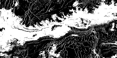 Poster - Abstract grunge black and white wavey topography line geographic contour map background. 