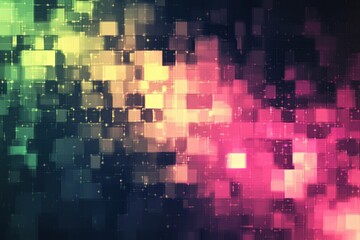Aufkleber - Glowing abstract mosaic with vibrant pixelated elements creating a striking visual pattern in deep colors. Generative AI
