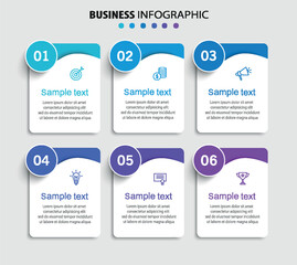 Wall Mural - business vector infographic design template with icons and 6 options or steps. can be used for proce