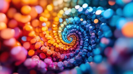 Aufkleber - Abstract colorful spiral of vibrant spheres.