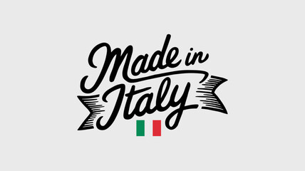 Wall Mural - Handwritten Made in Italy Logo with Flag