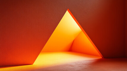 Wall Mural - Abstract orange triangle in modern architectural space