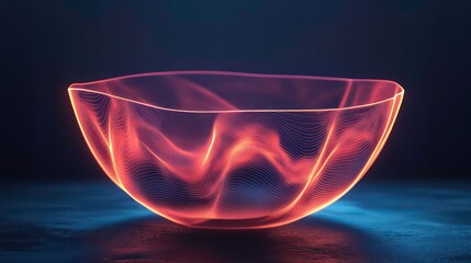 Poster - Abstract glowing red bowl on dark background.