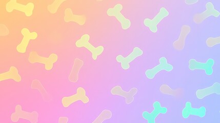 Poster - Pastel rainbow background with scattered bone shapes.