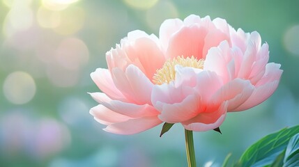 Wall Mural - Delicate Pink Peony Flower Blooming Softly