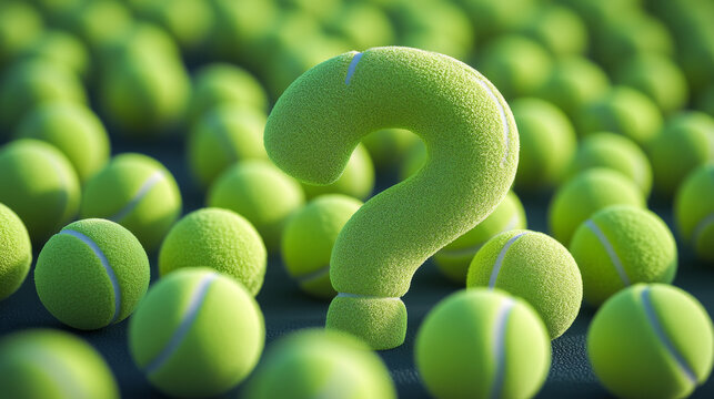 The question mark of tennis balls. The figure of balls. 3D.