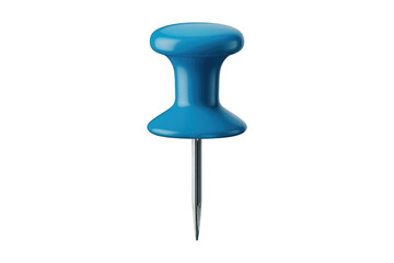 Leinwandbilder - A single, blue thumbtack with a metallic pin, isolated on a transparent background. background removed