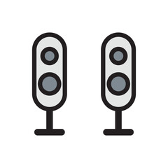 Dual speaker flat icon vector design illustration, isolated on white background. 