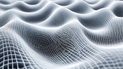 Aufkleber - Abstract monochrome waves with a grid pattern, creating a sense of depth and motion.