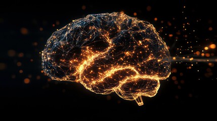 Aufkleber - Abstract glowing human brain, neural network, connections, intelligence, artificial intelligence, technology concept.