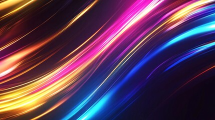 Poster - Vibrant waves of light in a mesmerizing array of colors including gold, pink, and blue, creating a dynamic and energetic feel.