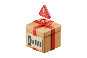 Poster - A gift box with a warning sign on top, indicating a problem with the delivery. background removed