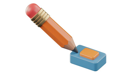 Fototapete - 3D render of a pencil about to fill a square button, symbolizing creation or input. background removed