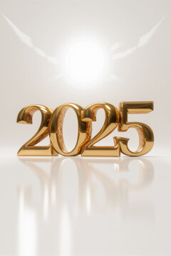 Modern Minimal New Year 2025 Greeting Card: Vertical Layout