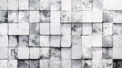 Aufkleber - abstract pattern of weathered white and gray tiles in a grid layout, creating a rustic and textured 