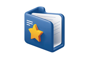 Leinwandbilder - 3D illustration of a blue folder icon with a gold star, signifying important files. background removed