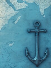 Poster - Explore maritime navigation with an anchor and nautical map design featuring plenty of copy space for your text needs. Generative AI