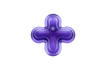 Fototapete - A purple plus sign, 3D rendered, with a glossy finish and rounded edges. background removed