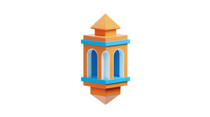 Aufkleber - Stylized 3D rendering of a lantern, featuring geometric shapes and vibrant colors. background removed