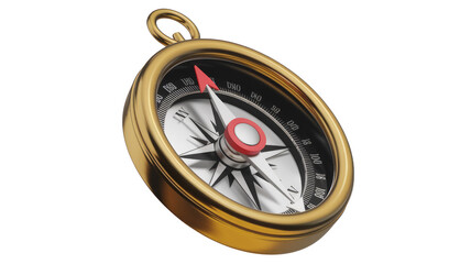 Poster - A gold compass with a red needle points north, symbolizing direction and guidance. background removed