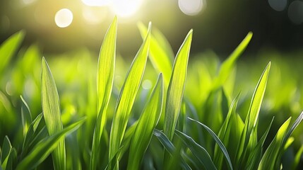 Poster - Sunlit Blades Of Vibrant Green Grass Nature