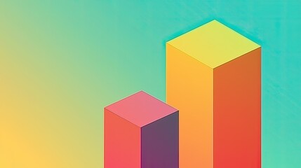 Poster - Abstract isometric chart showing growth and progress with vibrant color gradients.