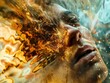 © vefimov - Man with fiery explosion of thought in his head, surreal concept