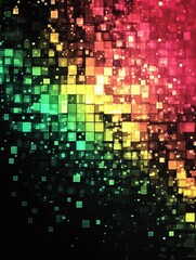 Leinwandbilder - Glowing mosaic composed of pixelated elements reflecting vibrant colors in an abstract design. Generative AI