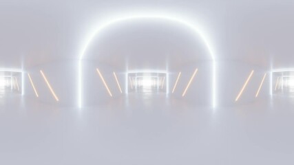 Poster - futuristic minimalistic hallway with soft lighting 3d looping render animation