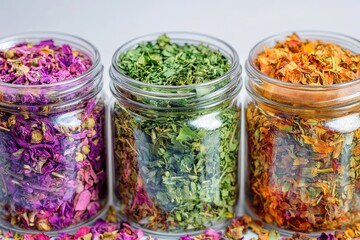 Sticker - Blend of dehydrated green herb seasoning in a glass container