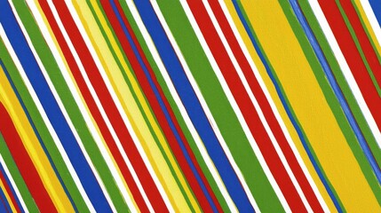 Wall Mural - Diagonal stripes of red, yellow, green, and blue on white background.