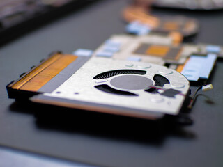 Aufkleber - Cleaning dust from laptop cooler. Fixing notebook. Repairing computer