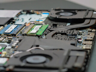 Aufkleber - The cooling fan system element, laptop computer cooler, close-up, Repairing computer.