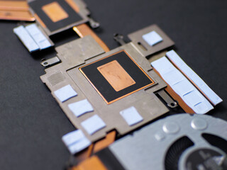 Aufkleber - Close-up of laptop cooling system, motherboard, laptop repair and maintenance