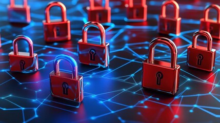 Poster - Animated Lock Icons in Cybersecurity Setting