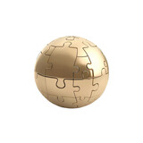 Golden puzzle forming a sphere representing global strategy