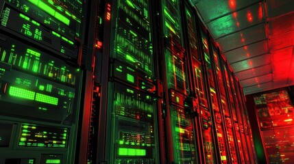 Poster - Intense Cybersecurity Firewall Visuals in Futuristic Setting
