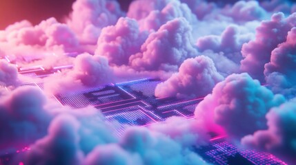 Leinwandbilder - Interactive Cloud Platforms with Graphics and Light Effects