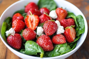 Wall Mural - Spinach salad with strawberries and goat cheese