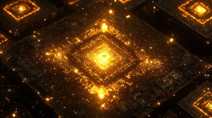 Leinwandbilder - Radiant Quantum Chips in Entangled Particle Visuals