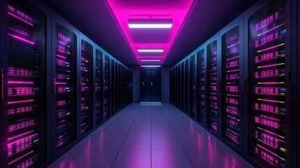 Poster - Secure Data Center with Futuristic Lighting Design