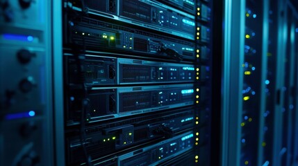 Poster - Servers in Digital Technology with Dim Lighting