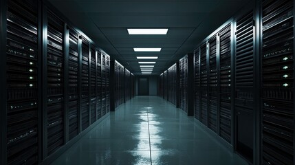 Poster - Technology Server Room with Ambient Light and Digital Effects