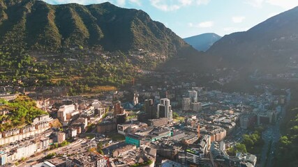 Canvas Print - Aerial view of Andorra la Vella, the capital of Andorra