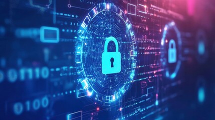 Leinwandbilder - Abstract Technology Background with Authentication Symbols