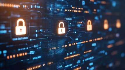 Poster - Abstract Technology Background with Lock Symbols