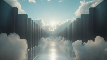 Poster - Bright Minimalist Cloud Computing Landscape