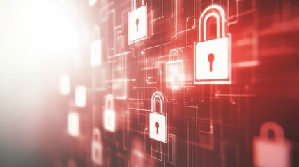 Leinwandbilder - Bright Security Technology Background with Lock Symbols