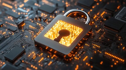 Poster - Data Flow and Security Lock on Minimalist Background